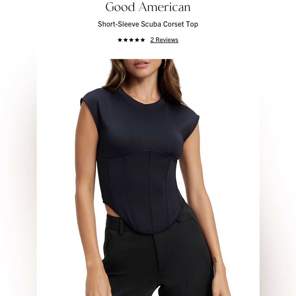 Good American
Short-Sleeve Scuba Corset Top